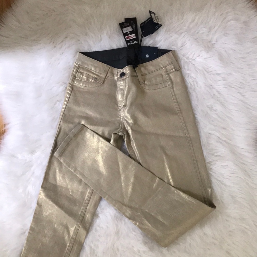 Gold/ grey reversible jeans